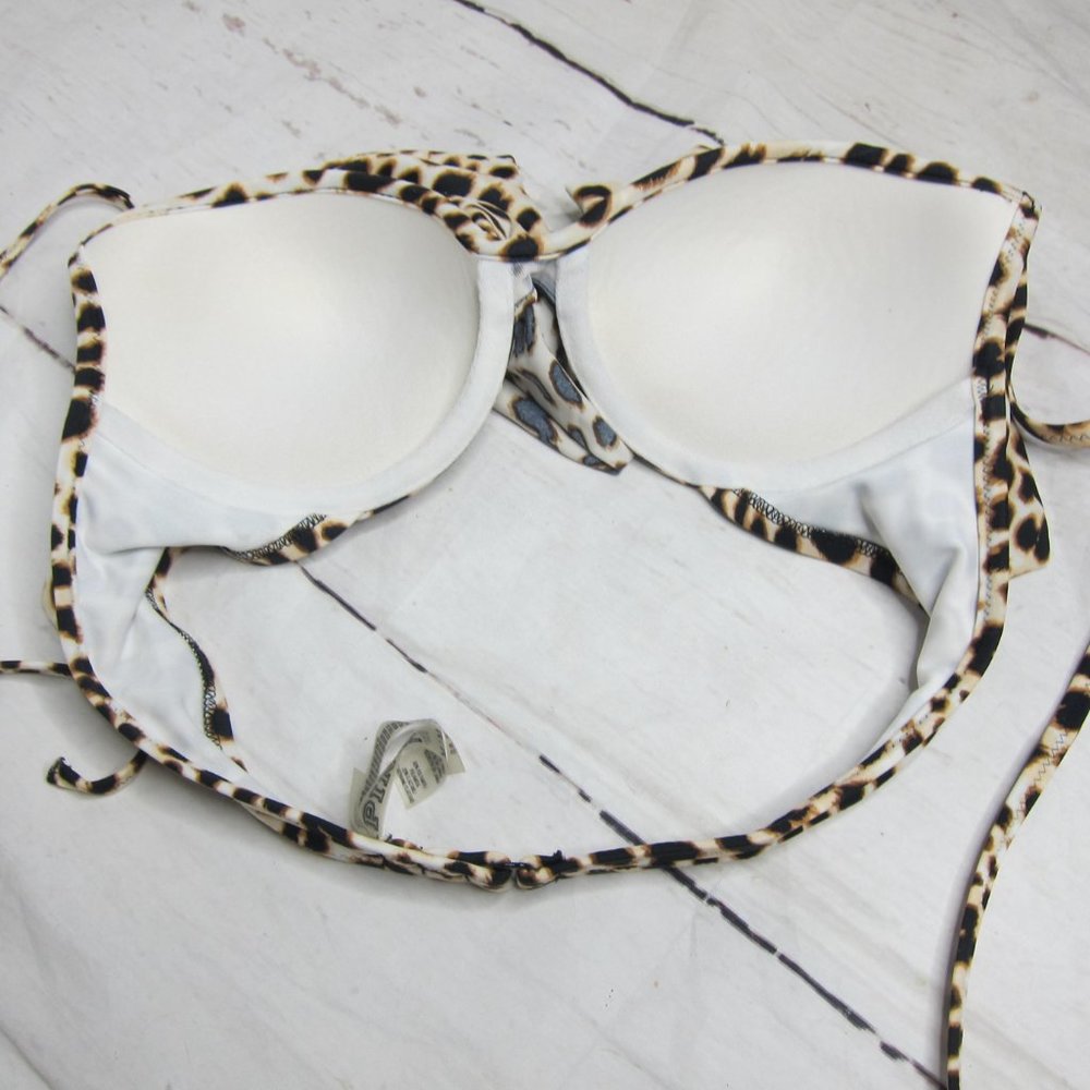 PINK Victoria's Secret Leopard Print Bikini TOP - Picture 4 of 9